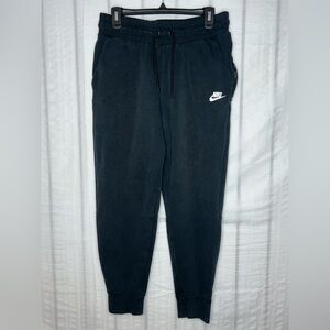 Nike Pants Mens Medium Black Club Fleece Joggers Sweatpants Swoosh Zip Pockets